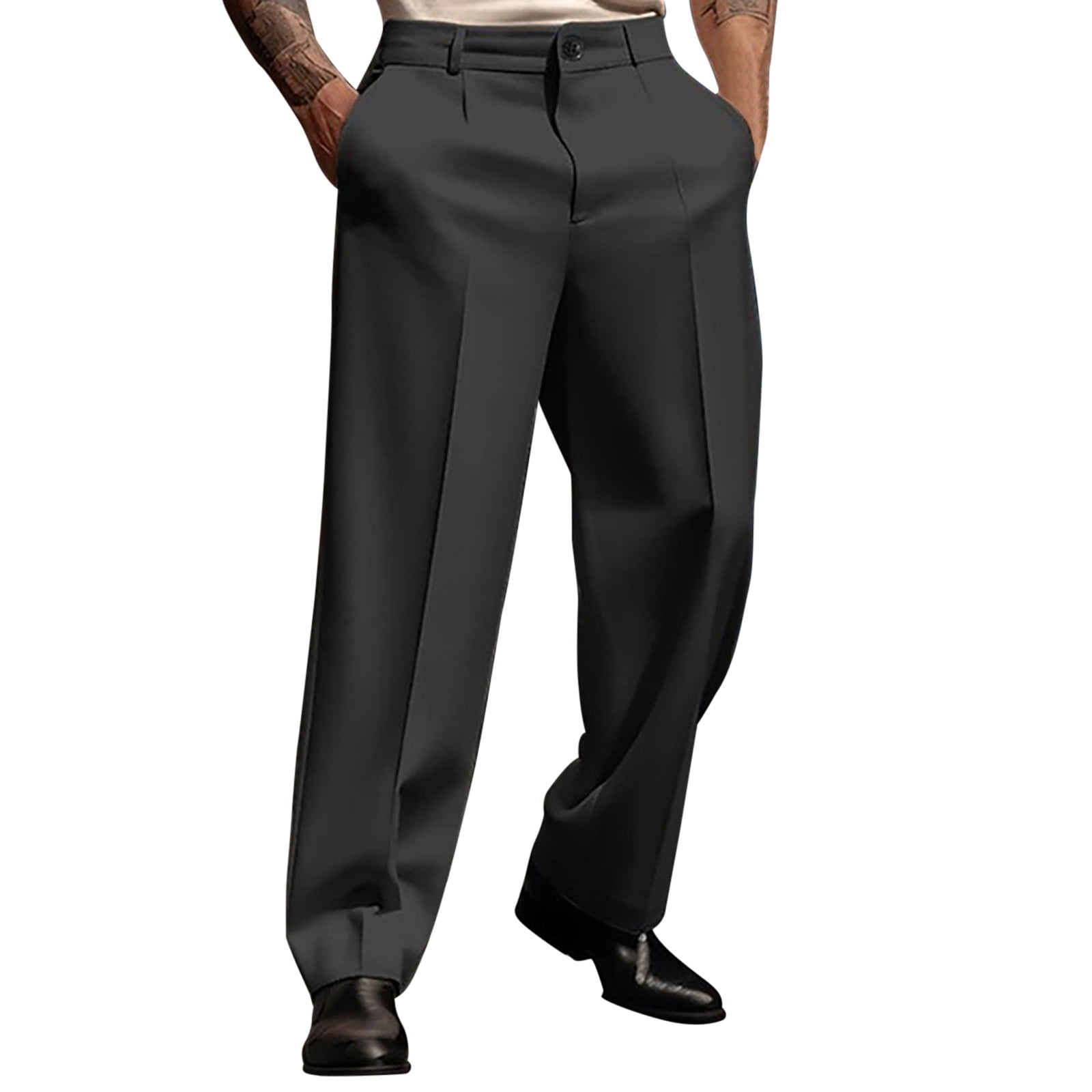 loose fit dress pants near me Baggy Wide Leg Dress Pants Men Big and Tall Suit Pants Mens Business Casual Work Pants Office Dressy Pants Khaki at Amazon Men's Clothing store