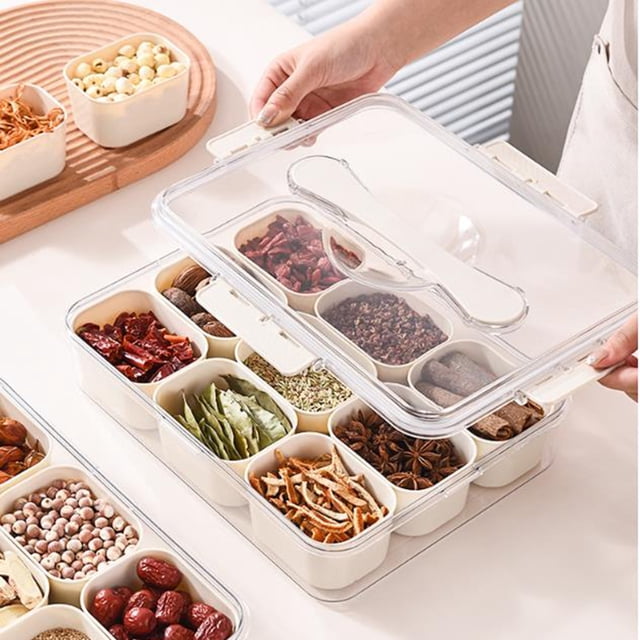 Holiday Gifts! Gspmoly Divided Serving Tray with Lid and Handle Snack Box Container Snack Organizer for Fruit Tray or Condiment Tray for Party Holiday Gifts