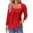 thumbnail image 1 of Timegard Hauts pour Femmes en Dentelle à Encolure Carrée à Manches Longues Blouse Unie d'Automne Chic Décontractée Tunique, 1 of 6