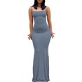 thumbnail image 1 of QJUHUNG Femmes Couleur Unie Robe Longue Sexy Bodycon Extensible Maxi Dame Printemps Automne Été Spaghetti Robe de Sangle, 1 of 7