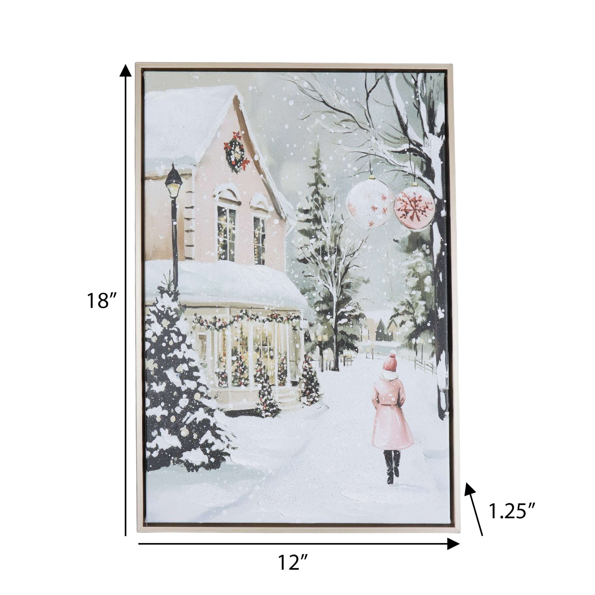 Temps de vacances Scène d'hiver Art mural, 18 pouces de hauteur, Multi couleur