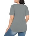 thumbnail image 4 of Penkiiy T-Shirts pour Femmes à Manches Courtes Plissés Chic Décontracté Col Rond Hauts d'Été Chemisiers L Gris, 4 of 8