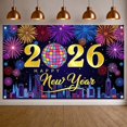 thumbnail image 3 of Colorful Fireworks 2026 New Year Banner Shiny Stars Happy New Year Display Champagne Glass Design Party Balloons 2026 Celebration Backdrop for New Year Party 2026 Celebration New Year Eve Event, 3 of 5