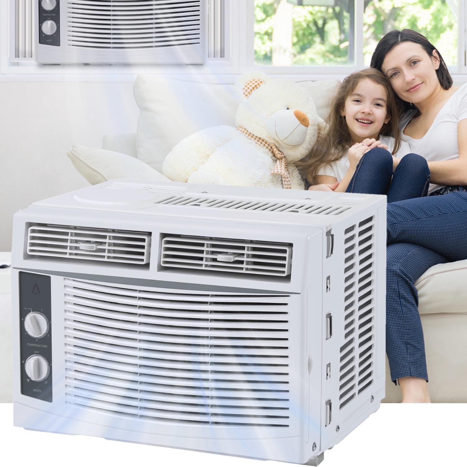 YUSAZENS 5000 BTU Window Air Conditioner Fast Cooling Cools Up to 150 Sq Ft 7 Level Temp Setting White Compact Window AC Unit for Small Rooms