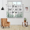thumbnail image 2 of Country Eucalyptus Leaves Kitchen Curtains - Plant Farmhouse Rustic Botanical Short Cafe Tier Curtains Decor for Living Dining Room Rod Pocket Window Drapes 24 Inch Length 2 Panels 28"x24", 2 of 5