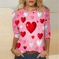 thumbnail image 2 of Amzcrzy Valentines Day T-Shirt pour Femmes Mode Cœur d'Amour Graphique T-Shirts de la Saint-Valentin Décontractés Manches 3/4 Col Rond T-Shirts Hauts Cadeaux Valentines Day pour Femmes, 2 of 5