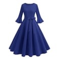 thumbnail image 1 of cfhntfmh Robes de Cocktail pour Femmes Élégantes à Manches Longues Évasées Robe d'Automne de Noël Ceinturée à Col Rond Robe de Soirée, 1 of 6