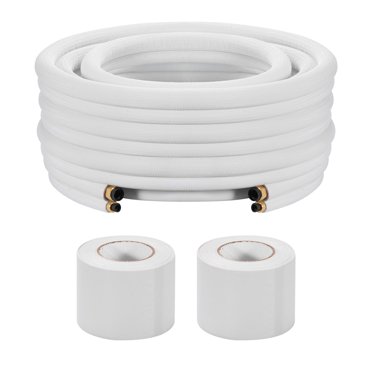VEVOR Ensemble de Lignes Mini-Split 50 Pieds, Tuyauterie en Cuivre CA 1/4” et 1/2”, Bobine Isolée en PE Blanc 3/8 Épaissie avec Écrous Évasés, Rubans de Cerclage, pour Climatiseur Mini-Split CVC Ou Système de Thermopompe
