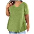 thumbnail image 1 of Jsaierl Women's Summer Solid Color Tops Plus Size Short Sleeve Notched V Neck Shirts Work Business Life Blouses, 1 of 6