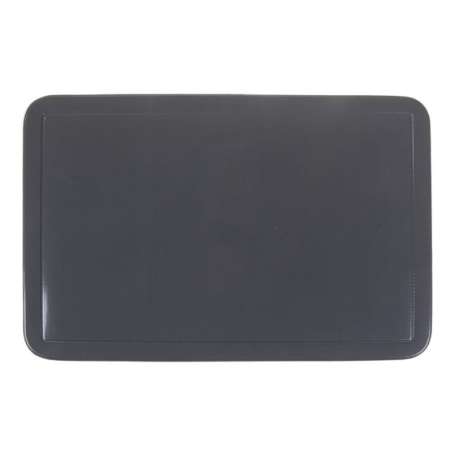 Plastic Placemat (Cool Gray) - Set of 12 rectangular placemats with rounded corners in cool gray, made of waterproof, fade-resistant plastic with a smooth surface and stitched border, ideal for indoor or outdoor dining tables and desks, also suitable as a surface protector for writing desks.
