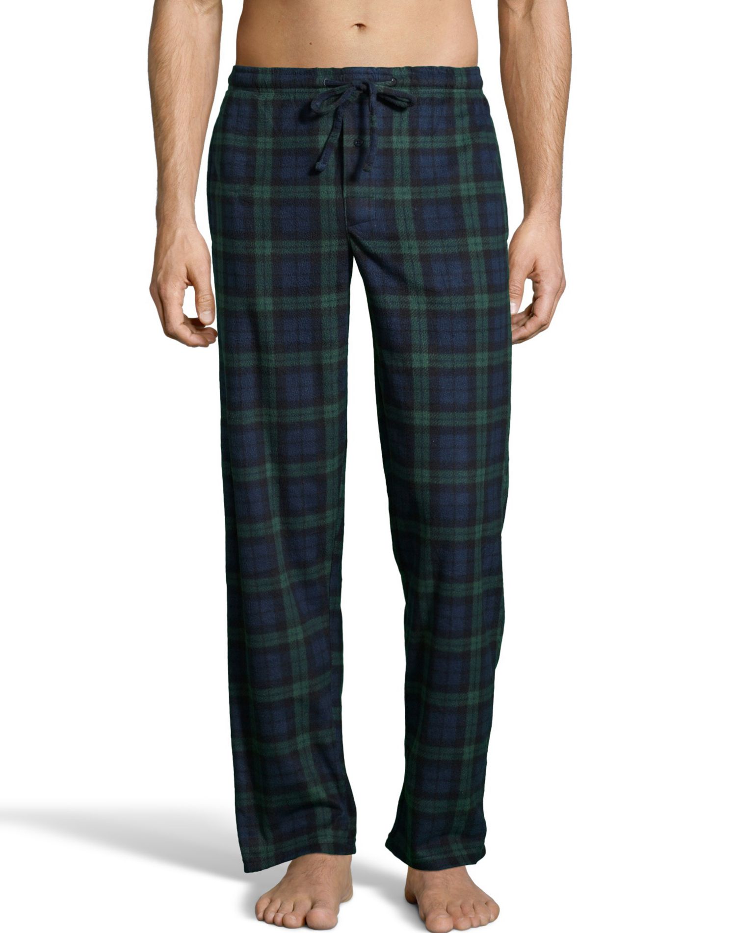 Hanes Mens Micro Fleece Pant, 3XL, Blackwatch Plaid