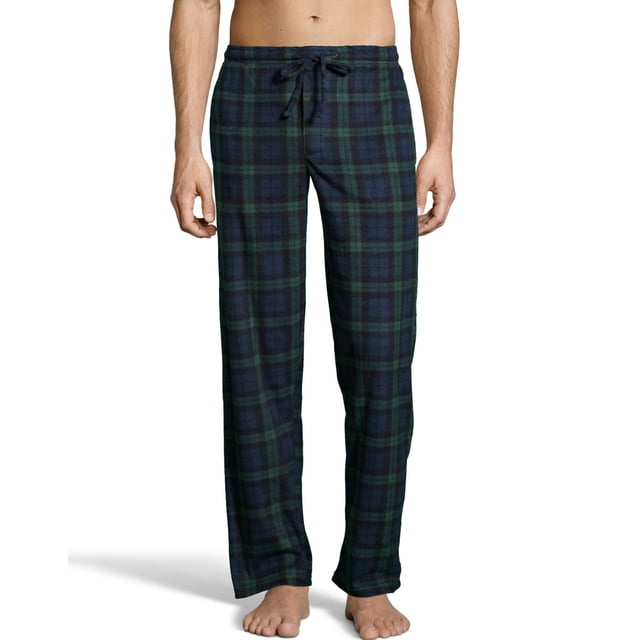 Hanes Mens Micro Fleece Pant, S, Blackwatch Plaid
