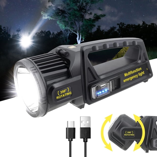 2023 Projecteur Portable Innovant à Énergie Solaire Multifonction avec DEL à Haut Flux Lumineux, W5166 (Version Compacte), avec Réglages à Intensité Réglable, Fonction Banque d'Alimentation et Tête de Lampe Réglable à 350°