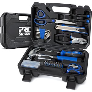 Prostormer 93-Piece Kit d'outils, Ensemble d'outil de réparation ménager de base avec boîte à outils de rangement, Petit kit d'outillage de démarrage pour les propriétaires et les étudiants du collège (Blue)