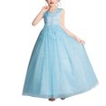 thumbnail image 1 of LOVZFMLL Jupe Princesse à Nœud pour Filles, Été, Manches Courtes, Volants, Dentelle, Col Rond, Broderie, en Maille, 1 of 5