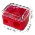 thumbnail image 2 of Manual Pencil Sharpener, Dual Hole Plastic Pen Planer, Portable Leak-proof Design, Transparent Shavings Container for Home Use,Deep Pocket,YISHFHP,Red, 2 of 8