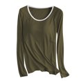 thumbnail image 1 of Erwazi Chemises de Nuit pour Femmes en Modal à Manches Longues Hauts de Pyjama pour Femmes Soutien-Gorge Rembourré Col Rond Haut de Pyjama Uni, 1 of 3