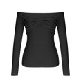 thumbnail image 4 of CEHVOM Mode Femme Été Épaules Dénudées Uni Manches Longues Haut Décontracté Blouse Liquidation, 4 of 6