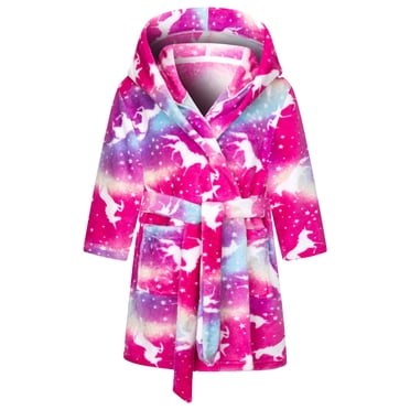 Splozh Baby Bath Robe Soft Flannel Childrens Flannel Robe Cartoon Print Home Fleece Bathrobe for Boys and Girls with Pockets Red,6-7 Years