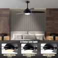 thumbnail image 3 of Patiojoy 52" Ceiling Fan with Light and Remote Control Indoor Modern Ceiling Fan with Quiet Reversible ETL Motor Black, 3 of 10