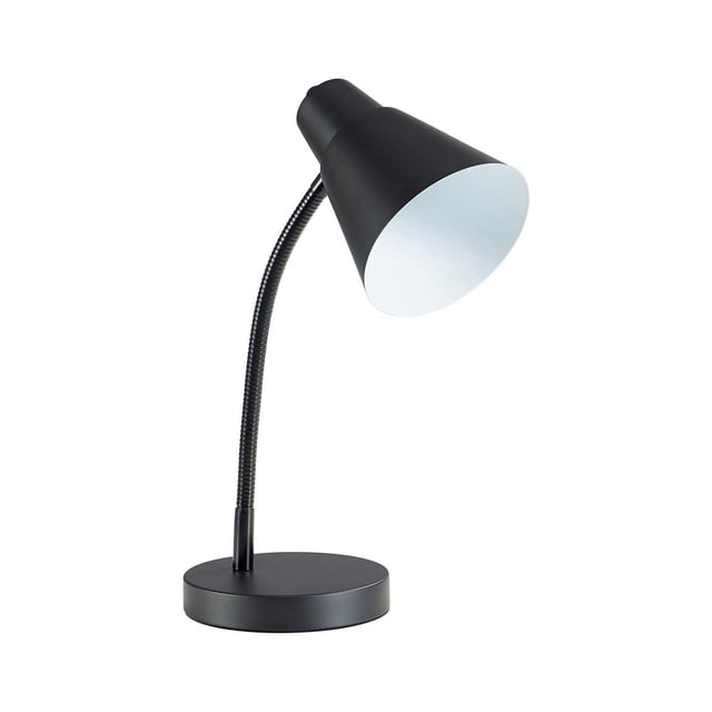 HOMETRENDS Desk Lamp with black finish and adjustable gooseneck, featuring a conical shade with on/off switch and round base, ideal for task lighting and reducing eye strain in home or office workspaces.