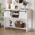 thumbnail image 1 of RoyalCraft Console d'Entrée Style Ferme en Bois avec Étagères de Rangement, Blanc, 1 of 9