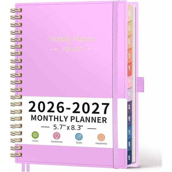 2026-2027 A5 Agenda Calendar Planner with Flexible Plastic Cover and Tabs