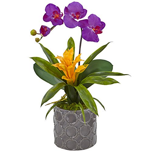 Nearly Natural Orchid 1 Mini Phalaenopsis Silk Arrangement