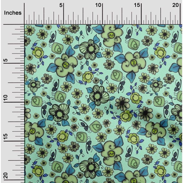 oneOone Cotton Poplin Light Green Fabric Florals Craft Projects Decor Fabric Printed By The Yard 56 Inch Wide