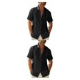 thumbnail image 3 of pitrice Men Shirt Casual Short Sleeve Breathable Replacement Button Down Solid Color Fashionable Home Dating Shirts Top Black M 2Set, 3 of 6
