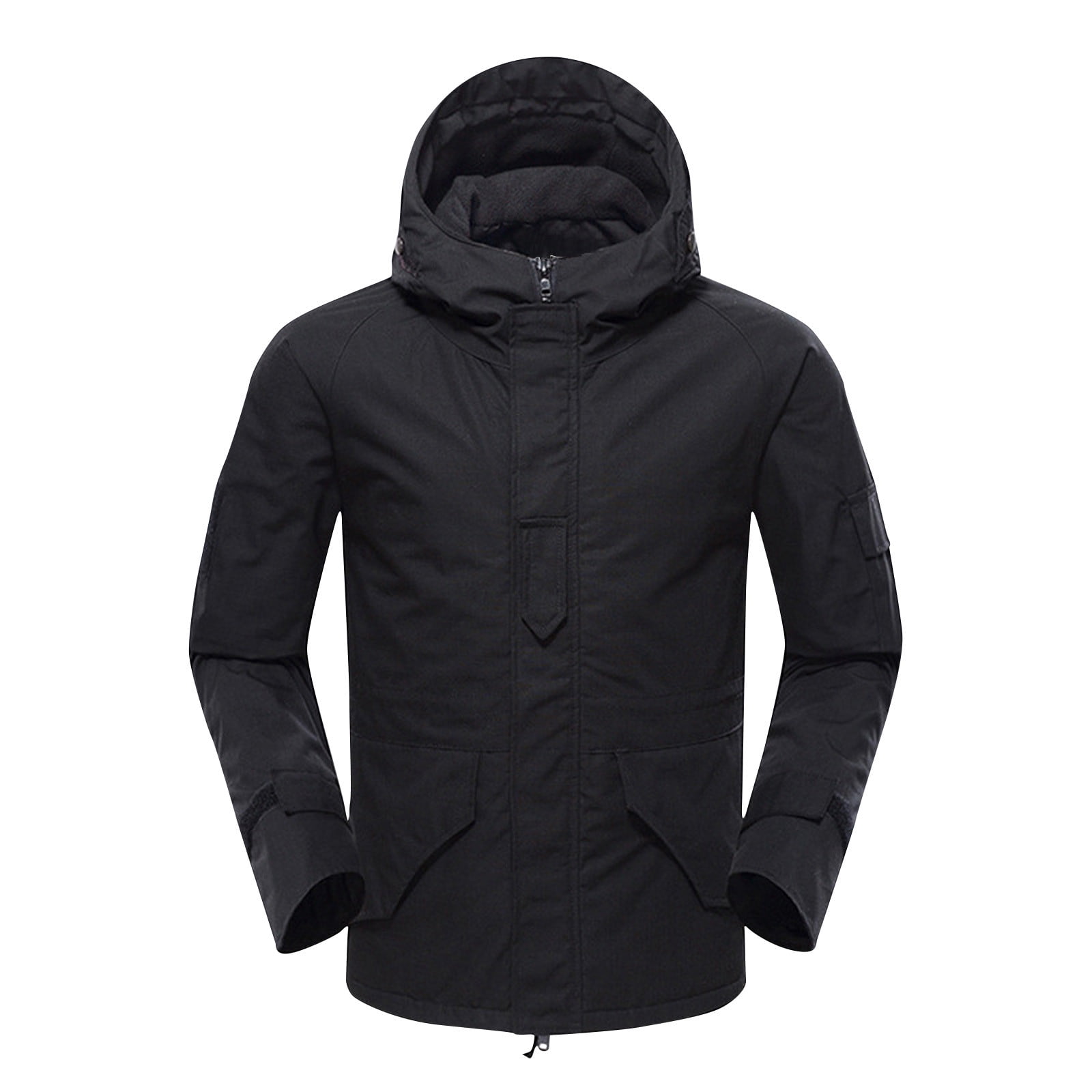 LOVZFMLL Jackets for Men's Winter Solid Color With Zippered Pockets And Long Sleeved Hooded Casual Jacket