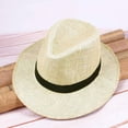 thumbnail image 1 of New Summer Men Straw Panama Hat Handmade Beach Cap Travel Sunhat, 1 of 8