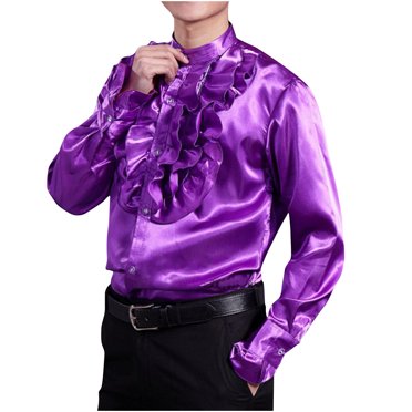SDNall Shirts for Men Mens Solid Color Stage Performance Dress Long Sleeved Lapel Dress Shirt Long Sleeve Shirts for Men,Mens Dress Shirts,Dress Shirts for Men
