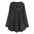 thumbnail image 4 of Womens Cardigan Plus Size Button Plush Tops Hooded Loose Cardigan Wool Coat Winter Jacket Navy Xl, 4 of 5