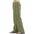 thumbnail image 4 of HIMONE Linen Pants for Men Yoga Beach Pajamas Jogger Drawstring Elastic Waist Pockets Plus Size Trousers, 4 of 6