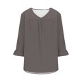 thumbnail image 4 of Timegard Hauts Grande Taille pour Femmes Col en V Froncé à Volants Manches 3/4 T-Shirts Confortables Décontractés Amples, 4 of 5