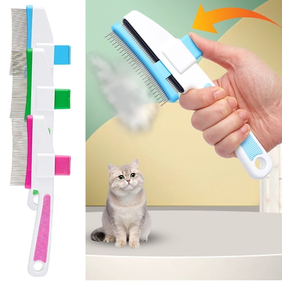 Sentmoon Dog Brush Dog Brushes Dog Shedding Brush Pet Massage Comb Stainless Steel Dense Tooth Comb and Dog Hair Removal Brush One Click Hair Removal Comb Specifically Designed for Pet Supplies