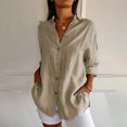 thumbnail image 2 of Timegard Plus Size Tops for Women Button down Shirts Long Sleeve Lapel V Neck Blouse Lightweight Tops, 2 of 6