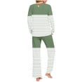 thumbnail image 4 of Yuyuzo Ensembles de Pyjama pour Femmes 2 Pcs Rayé Manches Longues Col Rond T-Shirts Pantalons de Détente avec Poches, 4 of 6