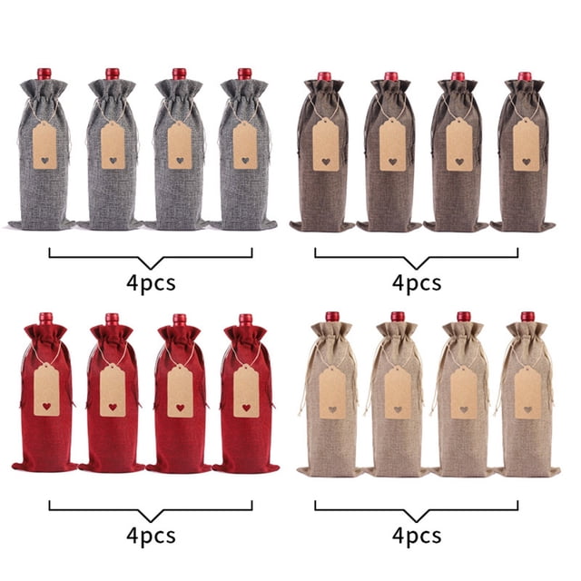 TopLLC Linen Wine Bottle Bag Set Wine Bottle Set Linen Tag Red Wine Packaging Bag
