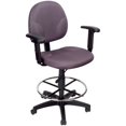 thumbnail image 1 of Boss Office Tabouret de Dessin Réglable à Accoudoirs, Rembourré en Tissu, Gris, 1 of 6