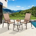 thumbnail image 3 of Gymax 3PCS Outdoor Bistro Set Patio Conversation Set w/ Adjustable Backrest Brown, 3 of 10
