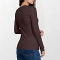 thumbnail image 4 of Ailaofu T-Shirts Ajustés à Manches Longues pour Femmes, Col Rond, Coupe Ajustée, Basiques, Unis, T-Shirts à Manches Longues pour Superposition, 4 of 5