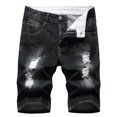 thumbnail image 2 of Pisexur Half Shorts Jeans Men's Ripped Trunks Stretchy Washed Jeans Trunks Cut-Off Classic Fit Biker Jeans Trunks, 2 of 9