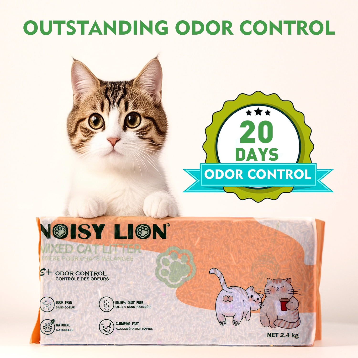 Noisy Lion Green Tea Tofu Cat Litter - Superior Odor Control, Flushable ...