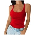 thumbnail image 1 of Lixiuxyad Ribbed Tank Tops For Women Women Spaghetti Strap Scoop Neck Ribbed Tank Tops Slim Fitted Cotton Camisole Basic Sleeveless Layering Shirts, 1 of 4