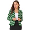 thumbnail image 1 of INSPIRE CHIC Blazer à Rayures pour Femmes à Revers Cranté, Fermeture à Boutons, 1 of 7