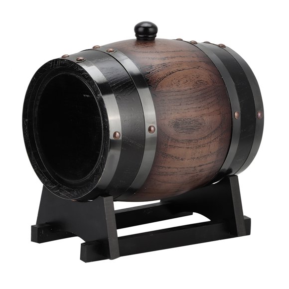 with Faucet Wine Barrel, Black Striped Wine Container, Wine Keg Container Home for Brandy Whisky