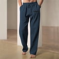 thumbnail image 2 of WEAIXIMIUNG Winter Overalls Men Men's Figure Flattering Linen Pants Fashionable Pure Color Casual Flat Front Work Pants, 2 of 8