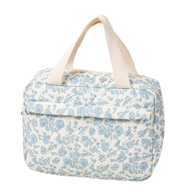 Binwennn Womens Small Lunch Bag Thermal Lunch Bag Large Womens Lunchbox with Strap Cute Lunch For Women Quilted Lunch Tote Bag Floral Women Lunch Tote With Front Pocket Lunch Container Cooler